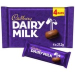 Cadbury Dairy Milk Chocolate Bar 4 Pack (27.2 g)